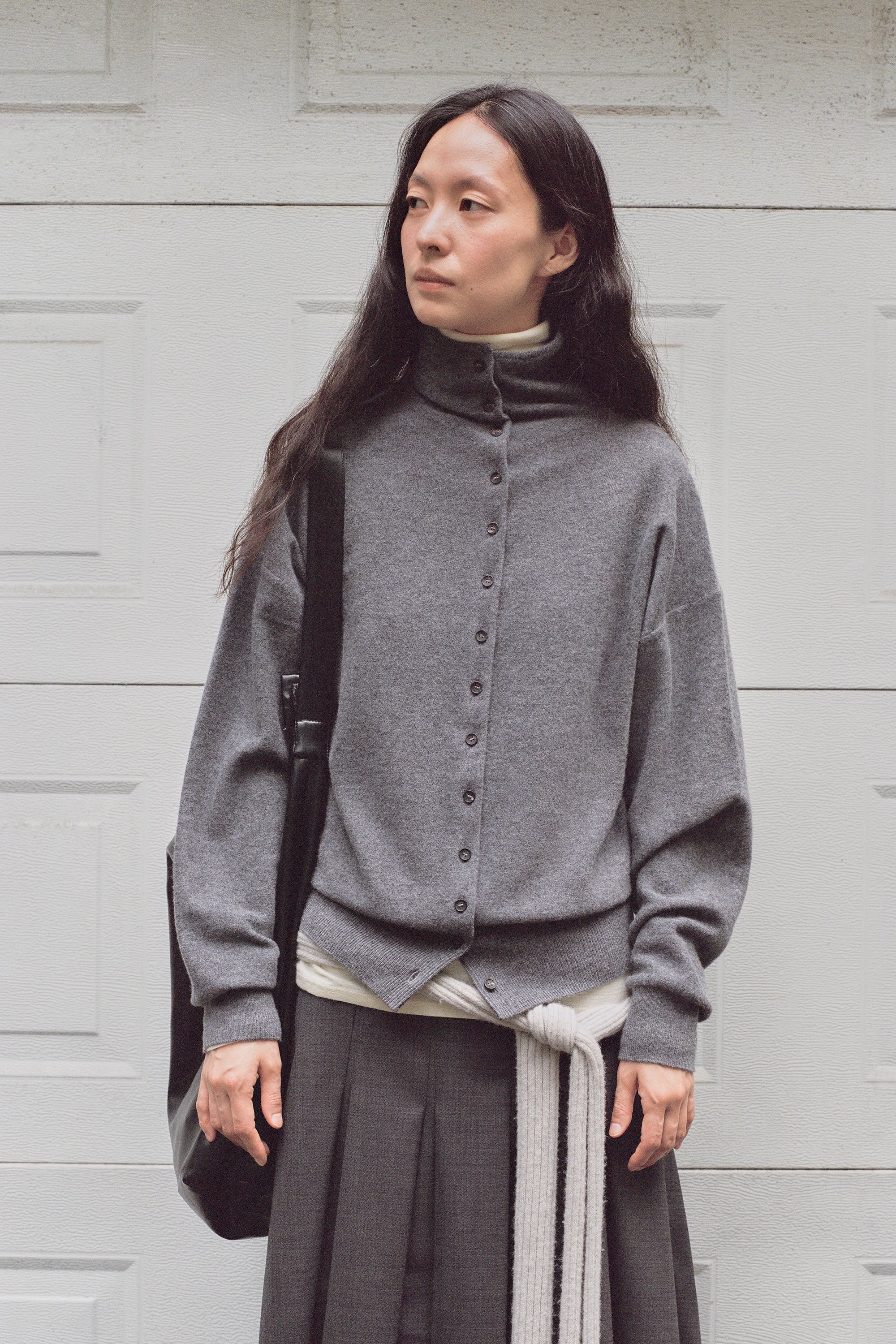 High-neck Merino Wool Cardigan
