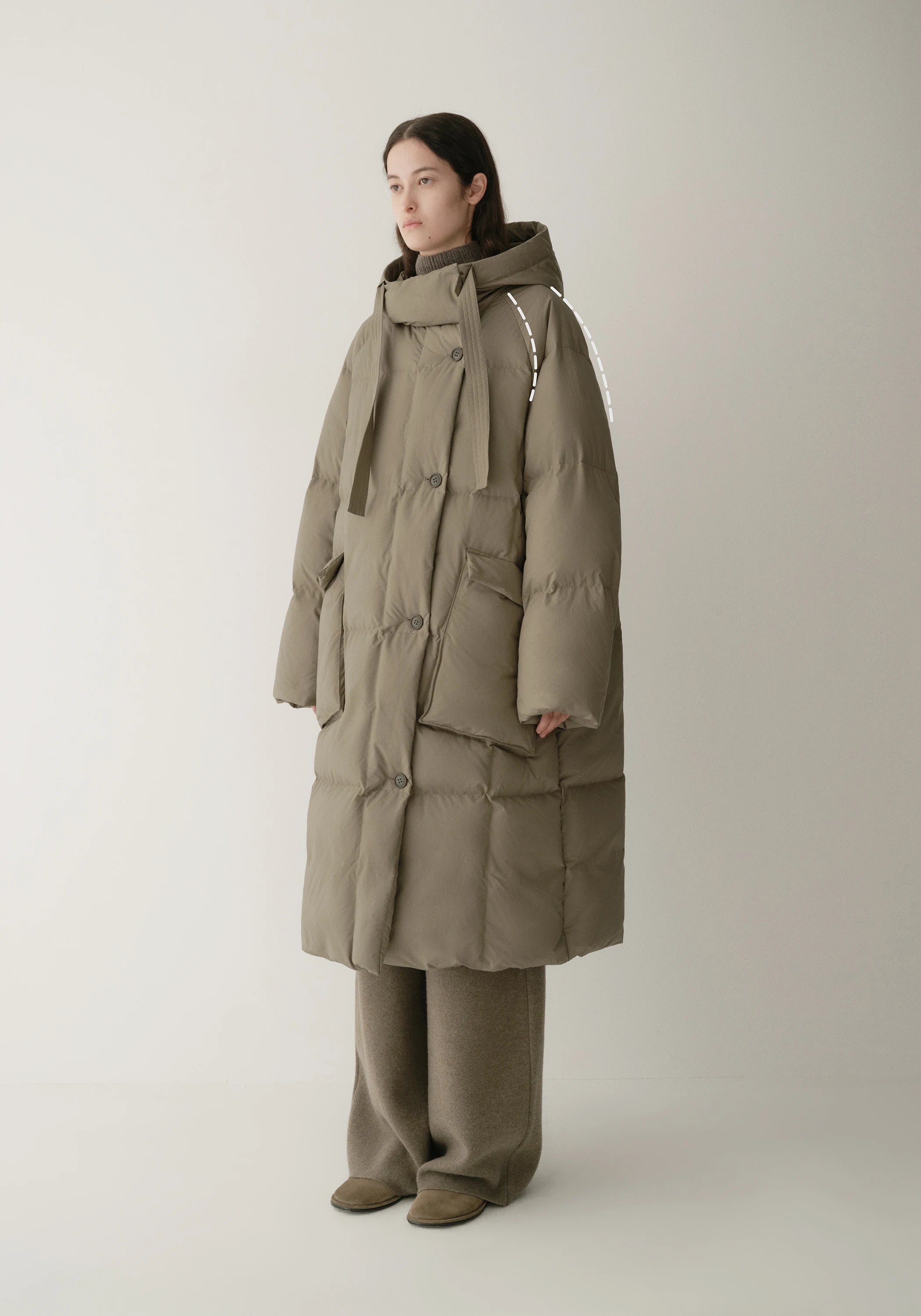 Drawstring Hooded Long Down Jacket