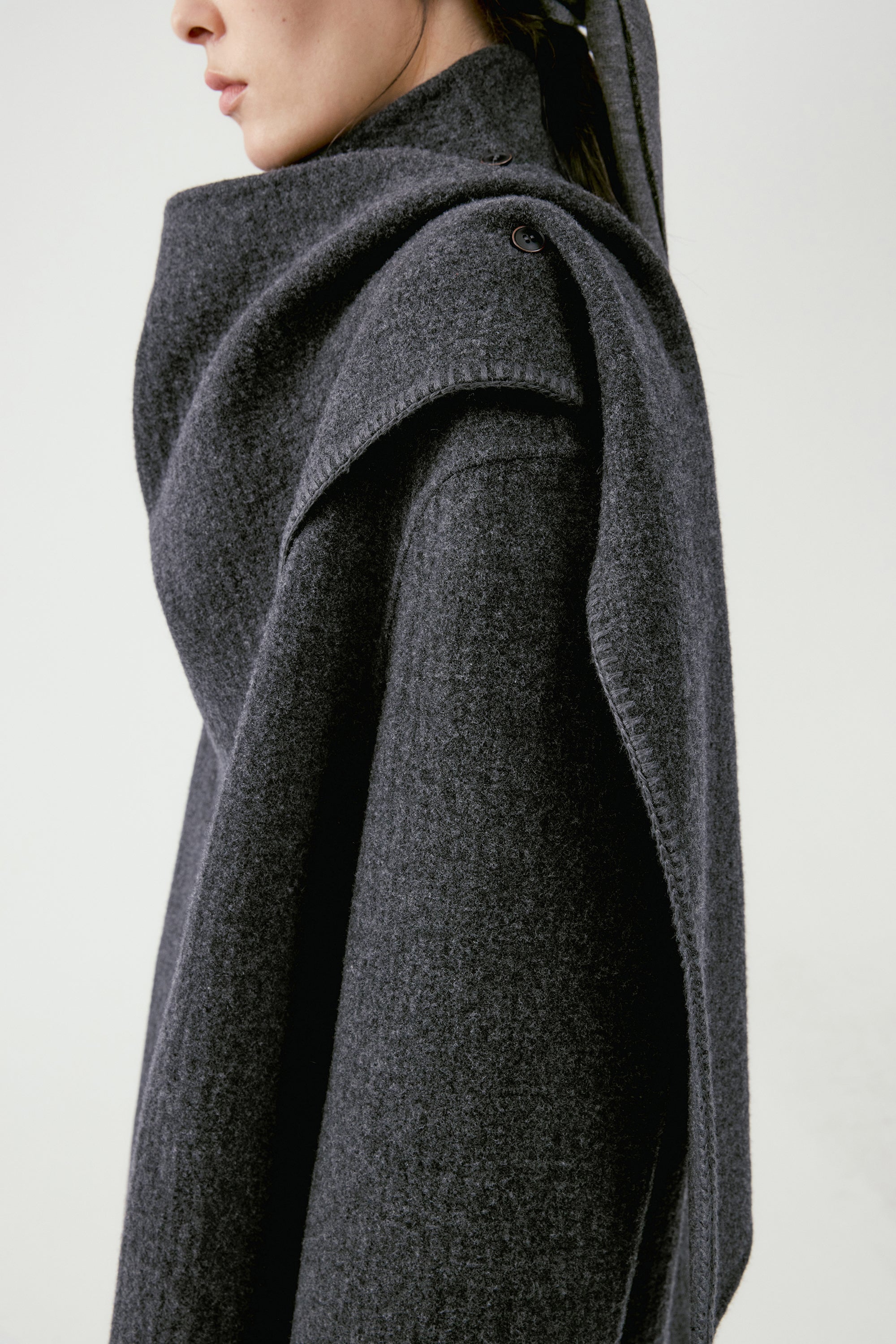 Scarf Collar Wool Coat