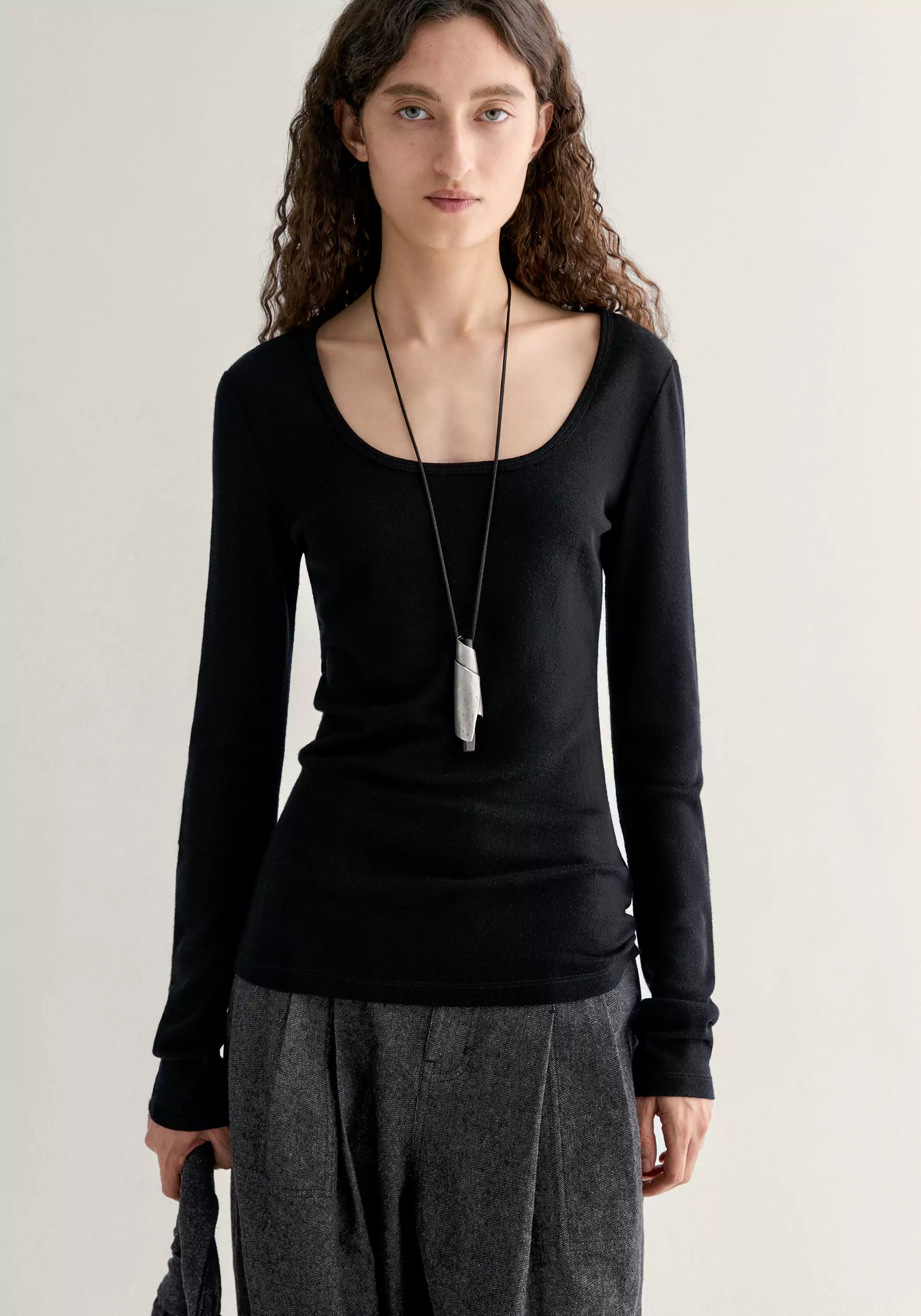 Merino Wool Ballet-neck Layering Top