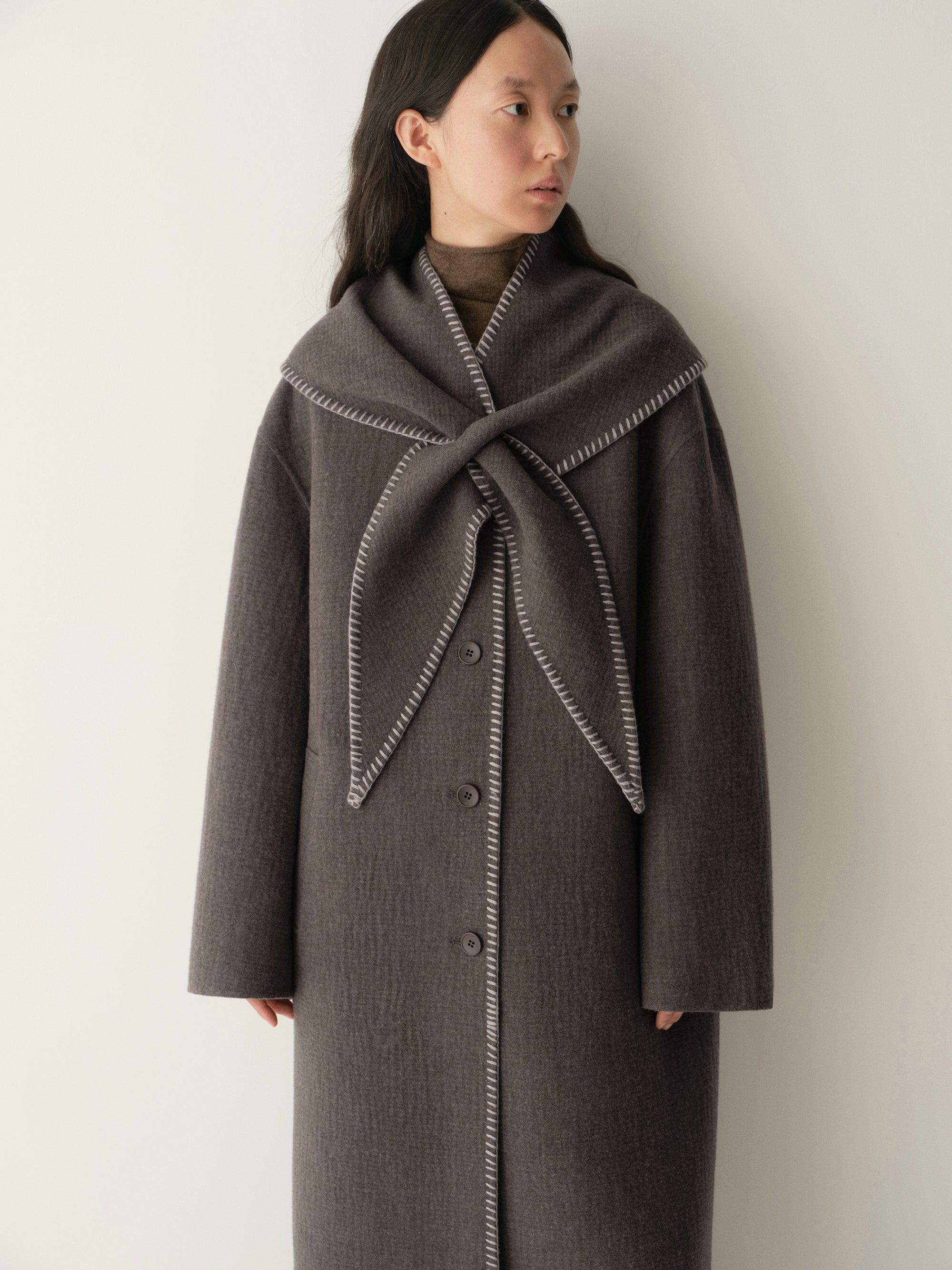 Scarf-detail Long Coat