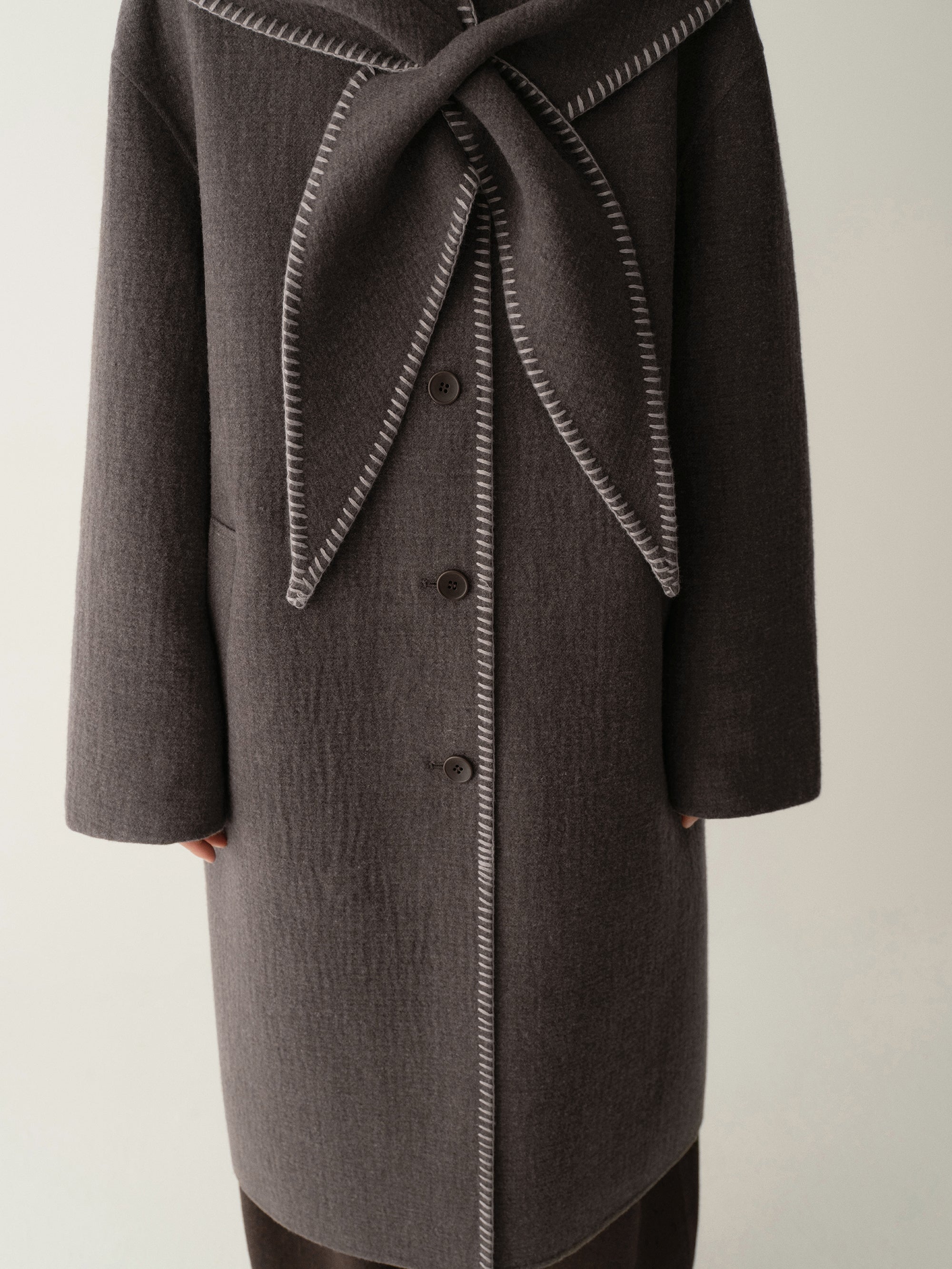 Scarf-detail Long Coat